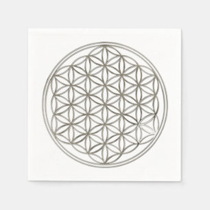 Blume von Leben-/Blume-DES Lebens - SILBER Serviette