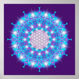 BLUME VON LEBEN/Blume des Lebens Stars Mandala Poster