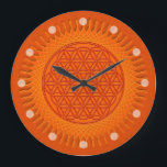 Blume von Leben - Sonne - nahtloses Muster 1 Große Wanduhr<br><div class="desc">Spirit Symbol Design von EDDA Fröhlich / EDDArt | Die Blume des Lebens ist die Originalsprache des Universums; Formen, Geometrie, Zahlen und Proportionen. Es strahlt Harmonie und Perfektion der heiligen Geometrie aus und steht für Unendlichkeit und perfekte Ordnung. Sie vermissen andere Farben oder Produkte mit diesem Design? Kontaktieren Sie mich:...</div>