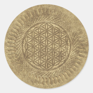 Blume von Leben - Sonne - nahtloses Muster 4 Runder Aufkleber