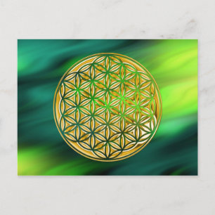 Blume von Lebendgold Grüne Wellen Postkarte