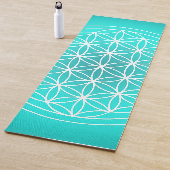 Blume von Life Aquamarin Mandala Symbol Yogamatte (Beispiel)