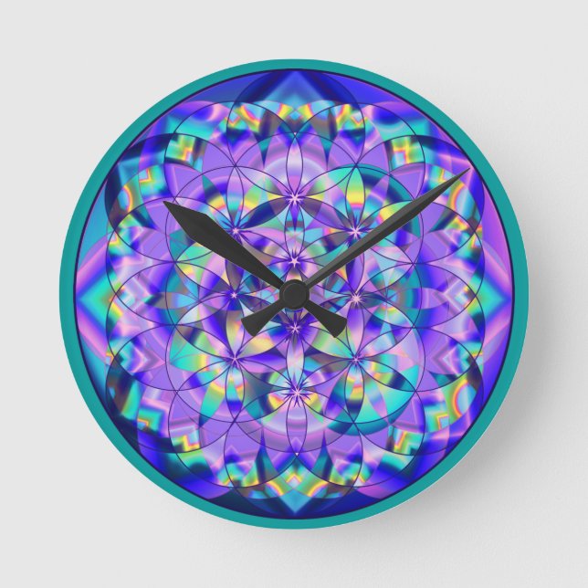 Blume von Life Blue~clock Round Clock Runde Wanduhr (Vorderseite)