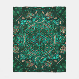 Blume von Life Dot Art Malachitgold Fleecedecke