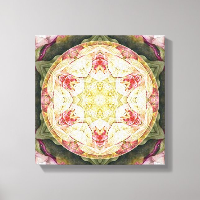 Blume von Life Mandala 6 Wrapped Canvas Print Leinwanddruck (Vorderseite)