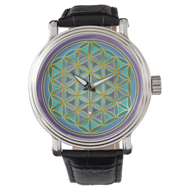 BLUME von LIFE - Sacred Geometrie Design 1 Armbanduhr (Vorderseite)
