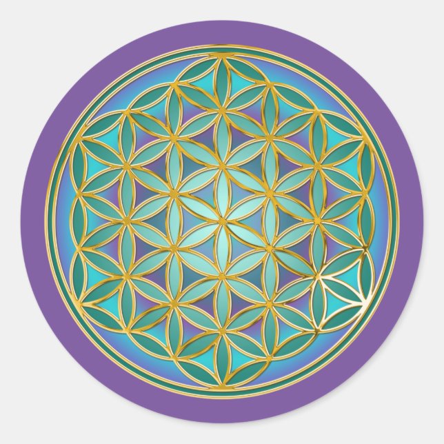 BLUME von LIFE - Sacred Geometrie Design 1 Runder Aufkleber (Vorderseite)