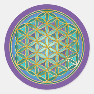 BLUME von LIFE - Sacred Geometrie Design 1 Runder Aufkleber