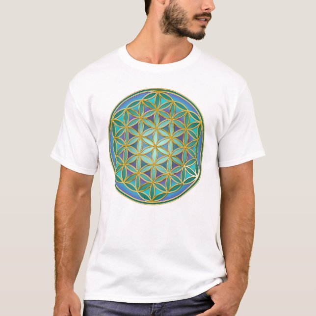 BLUME von LIFE - Sacred Geometrie Design 1 T-Shirt (Vorderseite)