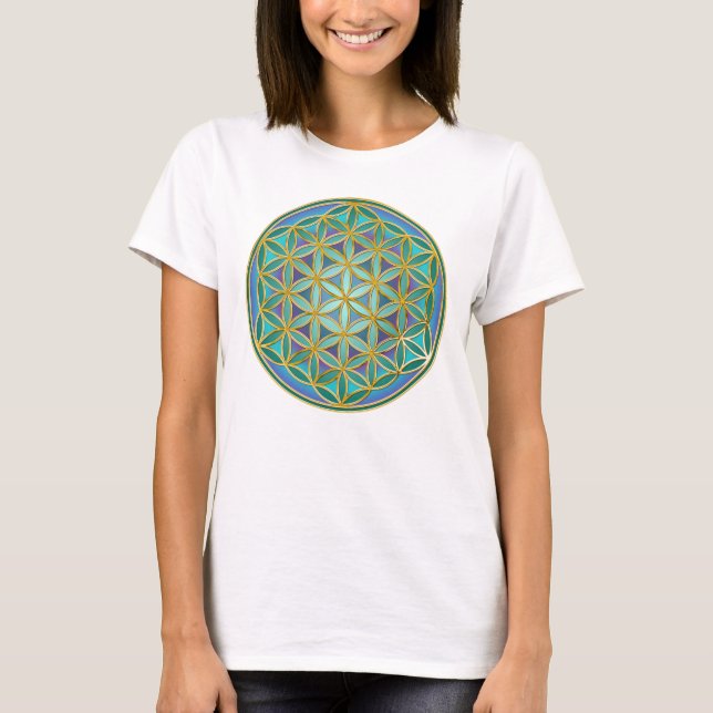 BLUME von LIFE - Sacred Geometrie Design 1 T-Shirt (Vorderseite)