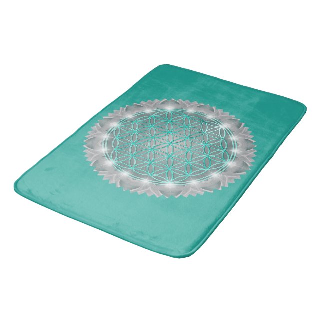BLUME von LIFE - Sacred Geometrie Light 2 Badematte (Schrägansicht)