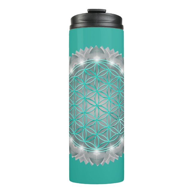 BLUME von LIFE - Sacred Geometrie Light 2 Thermosbecher (Vorderseite)