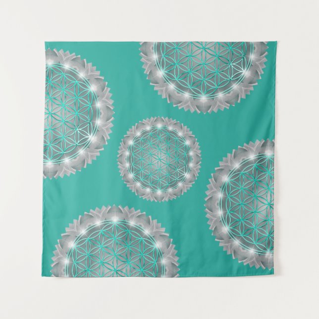 BLUME von LIFE - Sacred Geometrie Light 2 Wandteppich (Vorderseite)