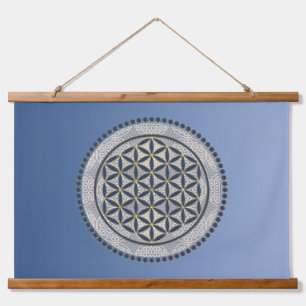 BLUME von LIFE - Symbol "Sacred Geometrie" Art. 1 Wandteppich Mit Holzrahmen