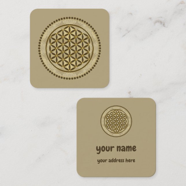 BLUME von LIFE - Symbol "Sacred Geometrie" Art. 2 Quadratische Visitenkarte (Vorne/Hinten)