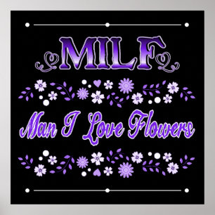 Blume von Mann I Liebe Lila Text Poster