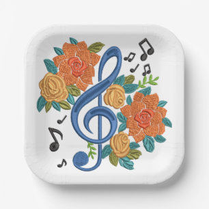Blume von Music Clef Note Musical Floral Pappteller