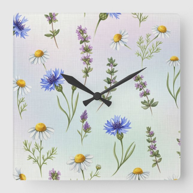 Blume von Natasha Us Quadratische Wanduhr (Vorderseite)