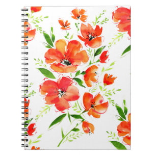 Blume von Orangenmohn mit Wasserfarbe Notizblock