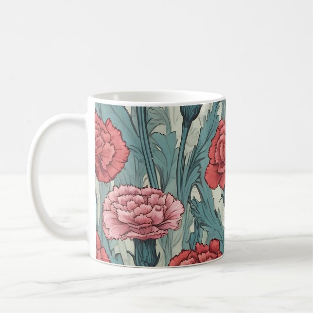 Blume von rosa Nelken Kaffeetasse (Links)