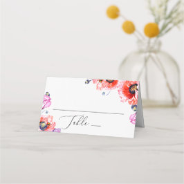 Blume von roten Mohnblüten. Hochzeit mit Blumen Platzkarte