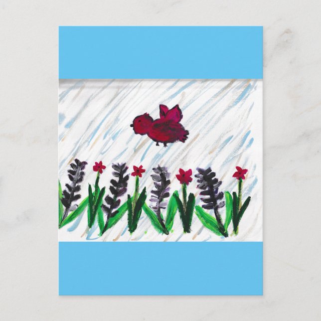 Blume von Roten Vogelarten Postkarte (Vorderseite)