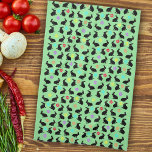 Blume von Schwarzseherkaninchen auf Gree Geschirrtuch<br><div class="desc">Dieses Küchenhandtuch ist grün mit einer Gruppe sitzender Frühlingskaninchen,  die farbenfrohe Blume um ihren Hals tragen,  mit einer Sprinklerei verschiedener farbiger Blume-Blätter.</div>