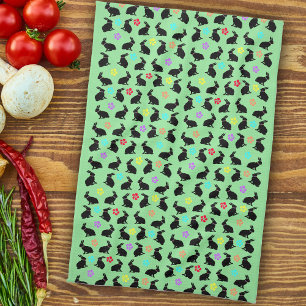 Blume von Schwarzseherkaninchen auf Gree Geschirrtuch