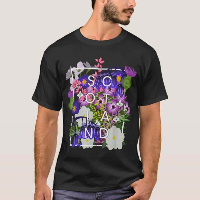 Blume von Scotland Word Art - Scottish Pride T-Shirt (Vorderseite)