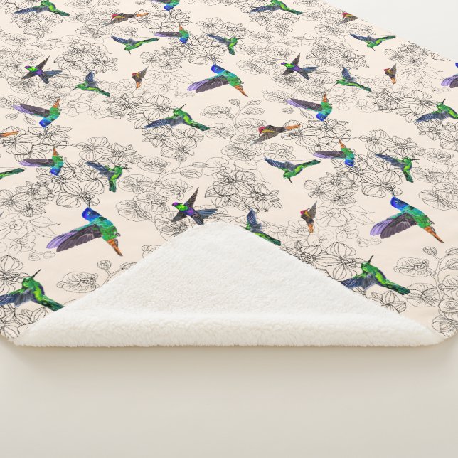 Blume von Vögeln und Orchideen Sherpa Blanket Sherpadecke (3/4)