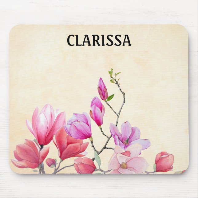 Blume von Wasserfarben anpassen Mousepad (Vorne)