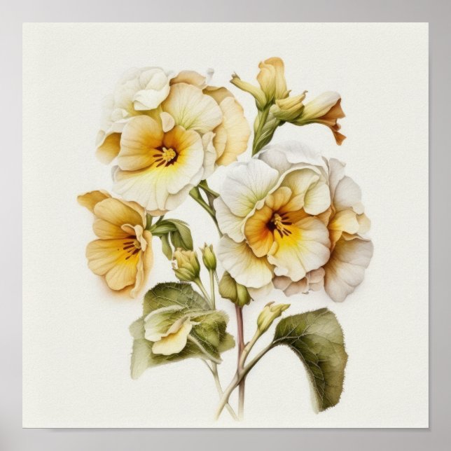 Blume von White Primrose Art Print Poster (Vorne)
