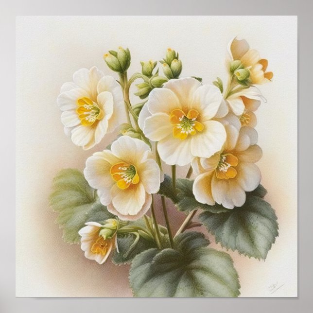 Blume von White Primrose Art Print Poster (Vorne)