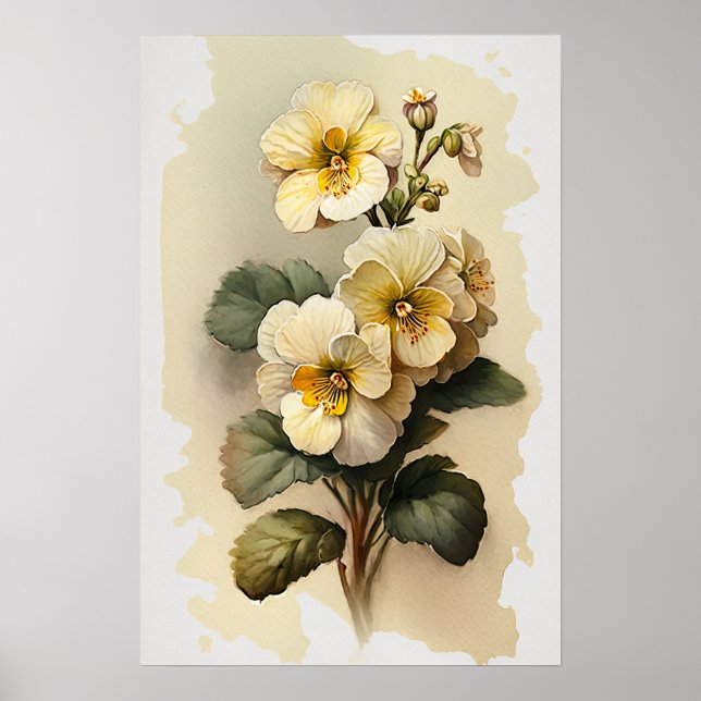 Blume von White Primrose Art Print Poster (Vorne)