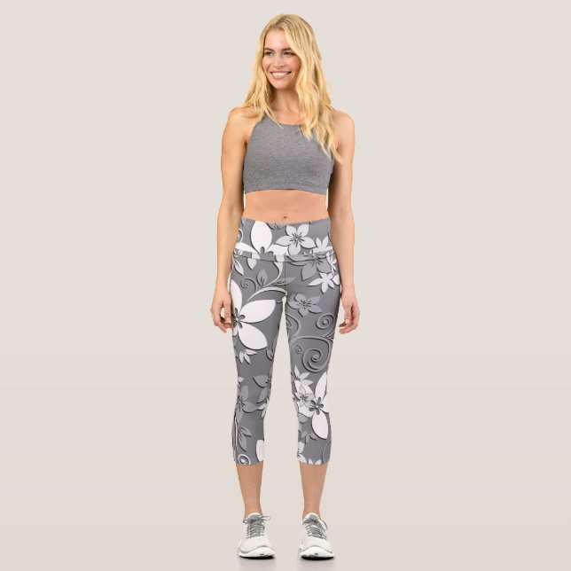 Blume-Wandpapier 2 Capri Leggings (Vorderseite)