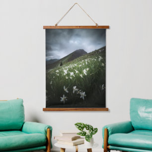 Blume Wandteppich Mit Holzrahmen