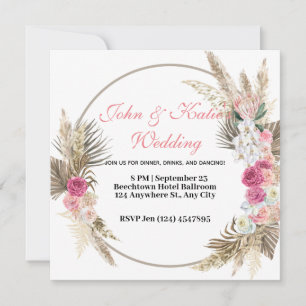 Blume Wappen   Rustic Kraft Circle Floral Wedding Einladung