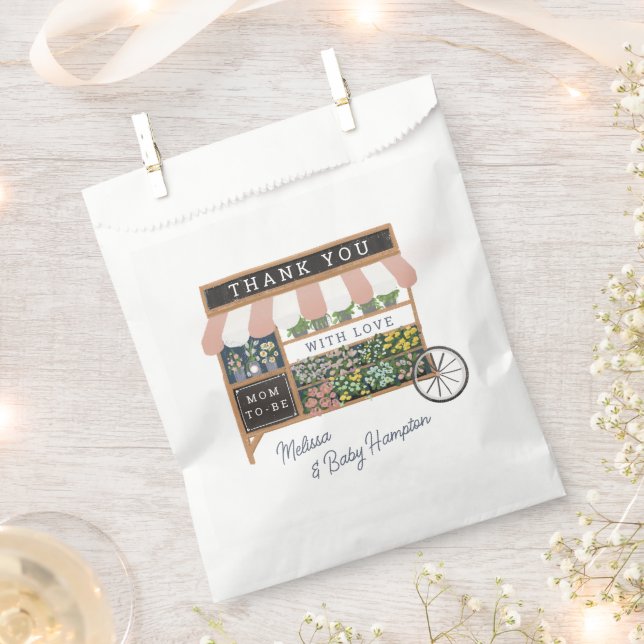 Blume Warenkorb Bauern Markt Pink Baby Dusche Geschenktütchen (Ausgeschnitten)