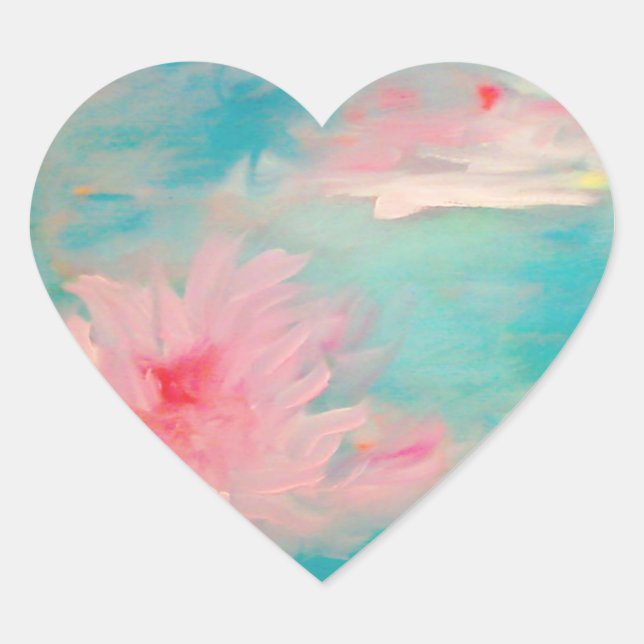 Blume Wasser Herz-Aufkleber (Vorderseite)