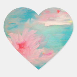 Blume Wasser Herz-Aufkleber