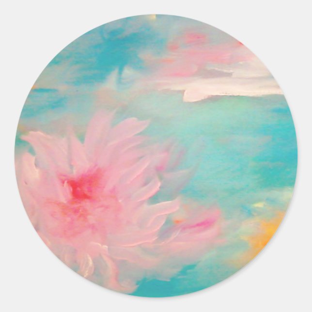 Blume Wasser Runder Aufkleber (Vorderseite)