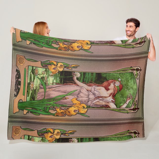 Blume Wasser von Élisabeth Sonrel Fleecedecke (Beispiel)