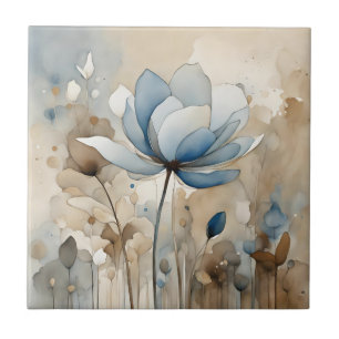 Blume Wasserfarbe Abstrakt Beige Grau Fliese