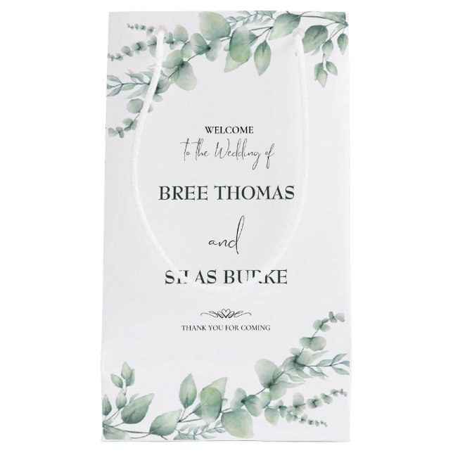 Blume Wasserfarbe Braut & Name Hochzeit Kleine Geschenktüte (Vorderseite)