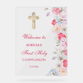 Blume Wasserfarbe erste Kommune Willkommen Acrylschild