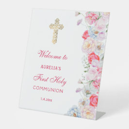 Blume Wasserfarbe erste Kommune Willkommen Sockelschild