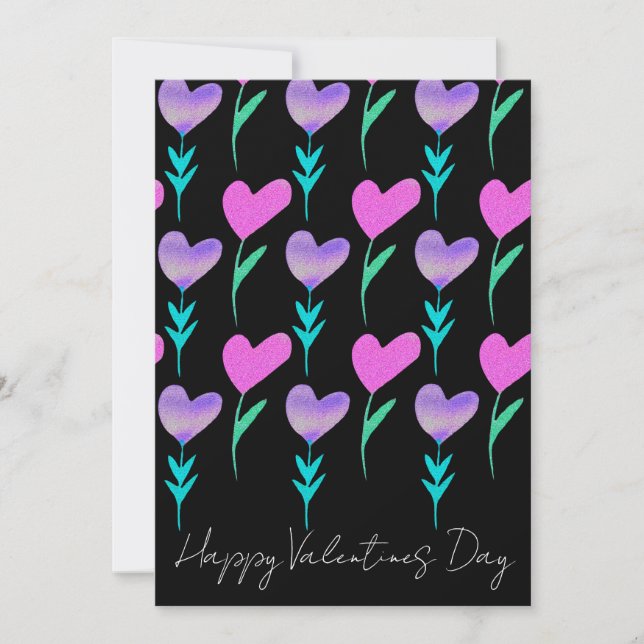 Blume Wasserfarbe Gemustert Valentine Einladung (Vorderseite)