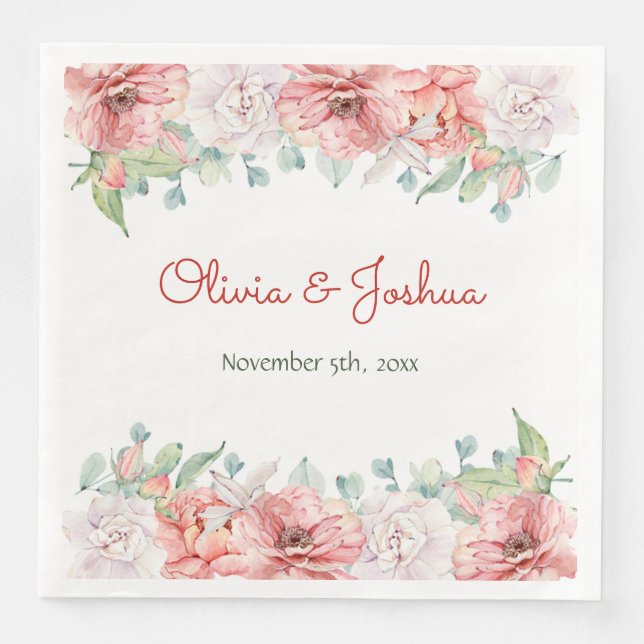 Blume Wasserfarbe Hochzeit Napkins Serviette (Vorderseite)