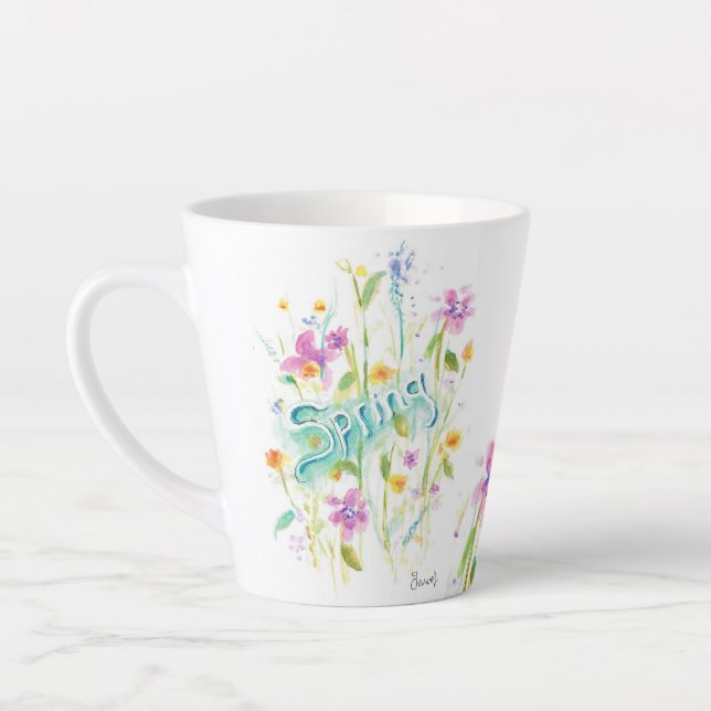 Blume Wasserfarbe Kaffee Tee China Tasse Cup (Links)