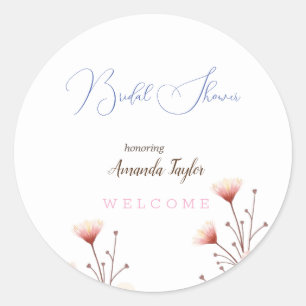 Blume Wasserfarbe Minimales Brautparty Runder Aufkleber